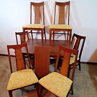 Vintage MCM 6 Cane Back Chair 1 Leaf Dining Set Formica/Laminate Table Top 1960s • $600