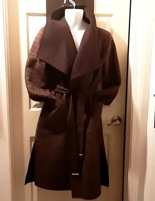 Michael Kors Wool Blend Logo Jacquard Wrap Coat- L • $69