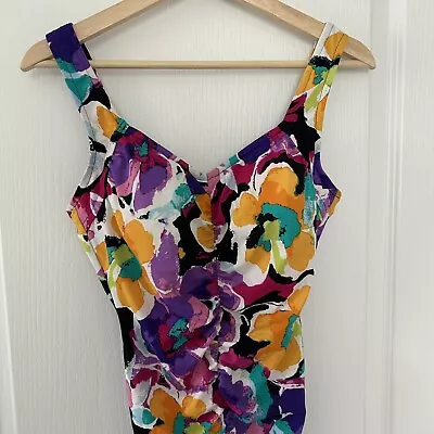 Maxine Of Hollywood Multicolor Swimsuit 12 Lined Rouching Feminine PIn UP • $16