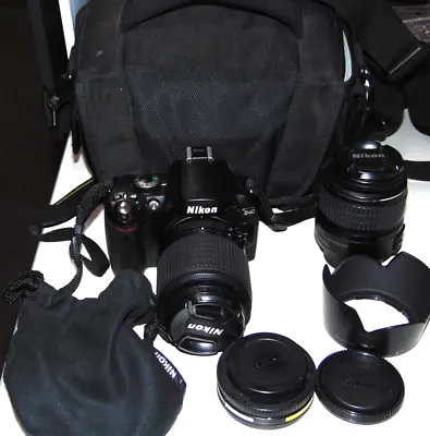 Nikon D40 Digital Camera With AF-S DX ED 55-200mm + 18-55mm Lenses & More • $195