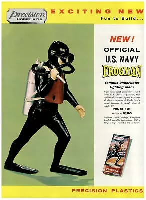 1959 PAPER AD Precision Hobby Plastic Model US Navy Frogman Skin Diver Christ • $14.99