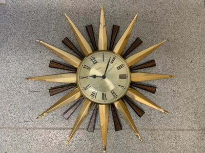 Metamec Sunburst / Starburst 1960’s 59 Cm Diameter 60s 70s Mcm Clock Working / • £99.99