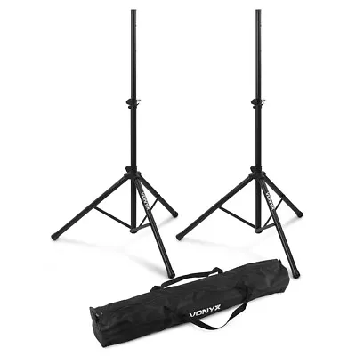 £49.99 • Buy 2x Vonyx Black Adjustable Tripod Speaker Stands + Mobile DJ Transport Carry Bag