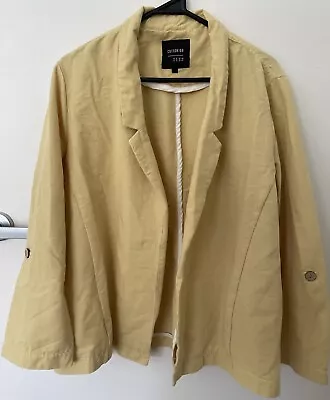 Cotton On Faded Yellow Womens Blazer Cotton Linen Size 14 • $14.99