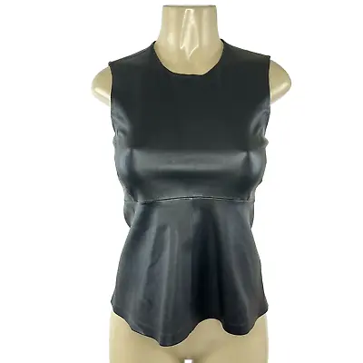 By Malene Birger Leather Top Womens Size 34 Black Pieced Leather Zip Kriseah • $44.99