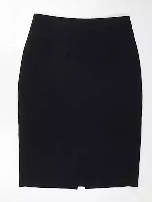 Marks And Spencer Womens Black Polyester Straight & Pencil Skirt Size 12 Zip • £5