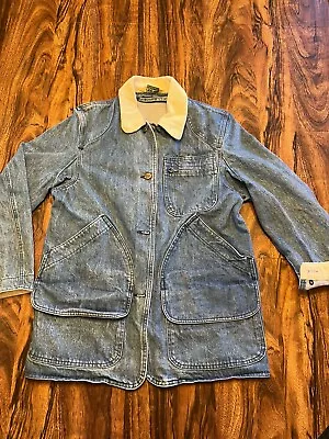 Vtg LL Bean Blue Denim Jean Corduroy Barn Chore Field Jacket Mens M Women’s L • $69.95