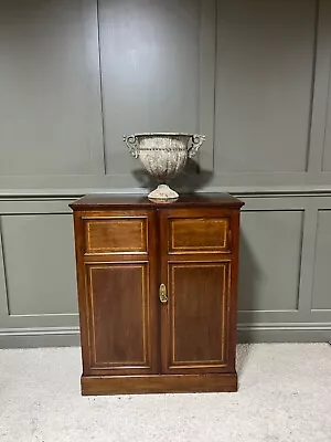 £130 • Buy Antique Cabinet  With Inlay Small Linen Press Cabinet Glass Cabinet Storage