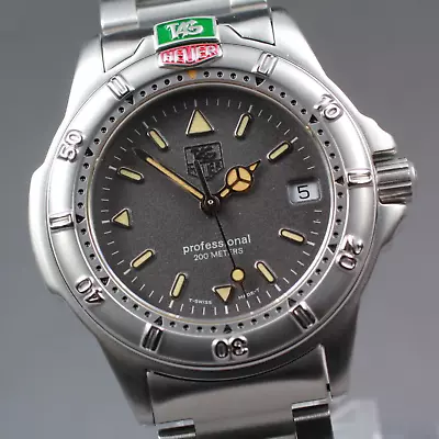 Vintage Near MINT New Battery TAG HEUER WF1211-K0 Men's Quartz Watch Date Gray • $329