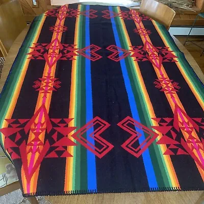 Vtg Beaver State Pendleton Chief Joseph Tribal Wool Blanket Throw Stitch • $149