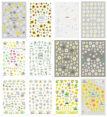 $2.80 • Buy 3D Nail Art Decals Sunflower Daisy Flowers Self-Adhesive Stickers