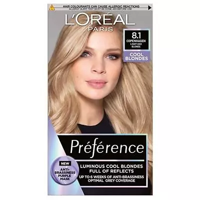 L'Oreal Preference Permanent Colour 8.1 Copenhagen Light Ash Blonde • £12.97