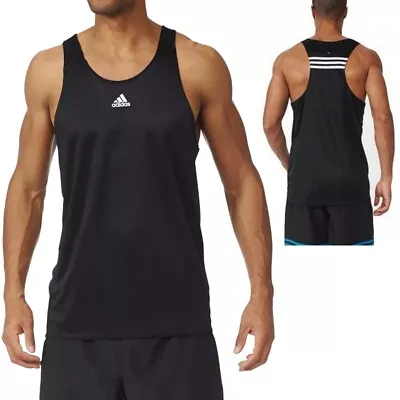 Adidas Singlet Men's Tank Top Sports T-Shirt Muscle Shirt Running Gym Black • $33.45