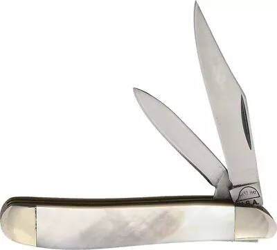 Hard Hat Knives - Mother Of Pearl Handles - 2 3/4  Peanut - Usa - Nos • $28.99