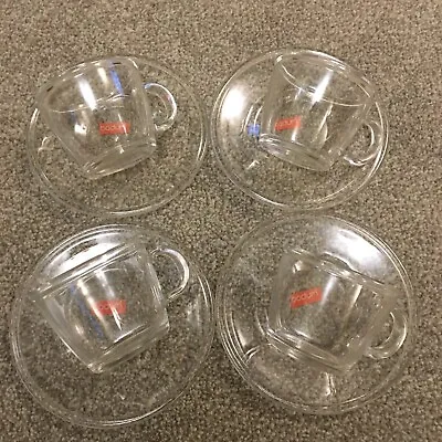 4 Bodum Bistro Clear Glass Small Cups & Saucers Espresso Coffee Set • £13.99