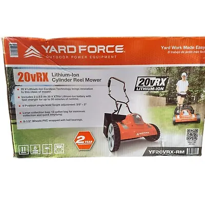 Yard Force YF20VRX-RM 20 Volt Reel Mower Compact Storage Grass Bag 15 Inch Wide • $152