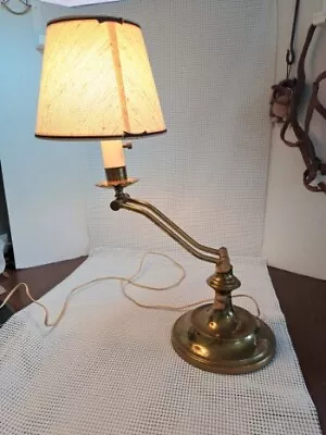Vintage Brass & Steel Swing Arm Adjustable Table Piano Desk Reading Lamp Light  • $36.30