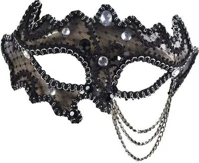£13.35 • Buy Masquerade Ball Decor 3/4 Glasses Style Eye Mask Black Venetian Xmas Party