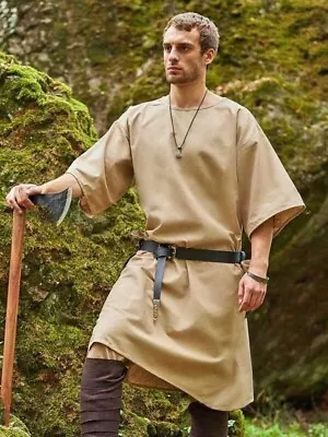 Medieval Tunic Reenactment Amazing Half Sleeve Camel Color Historical Costume • £64.39