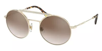 MIU Miu Womens Sunglasses MU 52VS Pale Gold Round Rhinestones 50mm ZVN-QZ9 ~NEW! • $129.60