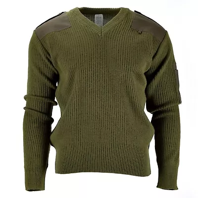 Original Italian Army Pullover Commando Jumper Green Wool V-neck Sweater NEW • $40.48