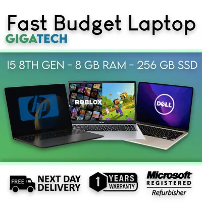 Budget Cheap Intel I5 8th Gen Laptop With Windows 10 8GB Memory 256GB SSD Wifi • £144.99