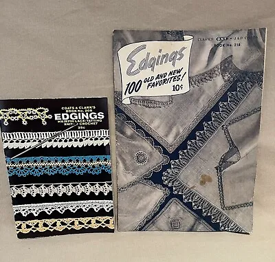 2 Vintage Edging Crocheted Tatted Hair Pin Lace Knit Edgings Pattern Books • $8.95
