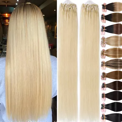 Thick 100G Easy Micro Loop Ring Remy Human Hair Extensions Beads I Tip Blonde 1G • $28.06