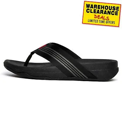 FitFlop Surfer Mens Casual Summer Holiday Comfort Toe-Post Sandals Black • £33.74