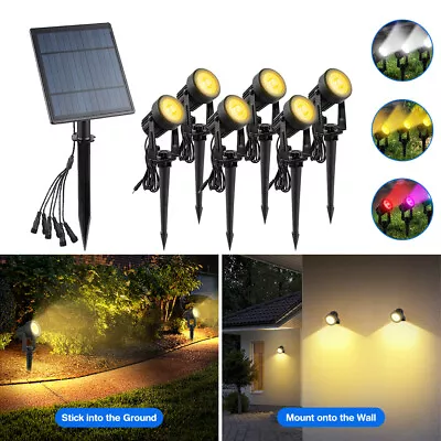 6-in-1 Solar LED Spotlights Security Garden Path Landscape Tree Wall Spot Lights • $56.04