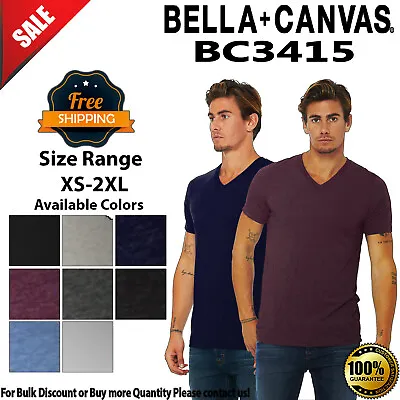 $13.10 • Buy BELLA+CANVAS BC3415 Unisex Short Sleeve Triblend V Neck Stylish T-Shirt
