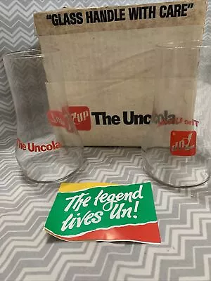 1970’s ~ 7-Up The Uncola Glasses Upside Down Glass Seven Up - Set Of 2 With Box • $22