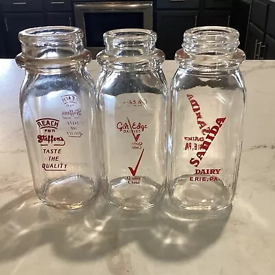 Vintage Half Pint Milk Bottles Lot Of 3 • $15