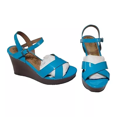 Mudd Kylie Wedge Sandal Turquoise Women's Sz 9 Strappy Buckle NEW - No Box  • $34.99