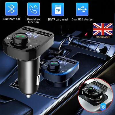 Wireless Bluetooth Car FM Transmitter 2 USB Charger MP3 Player Handsfree Kit • £6.99