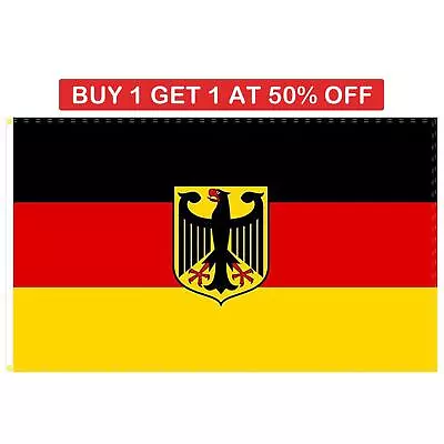 Germany German Deutschland Eagle Crest Sports Olympics Football Flag 5x3ft • £4.09