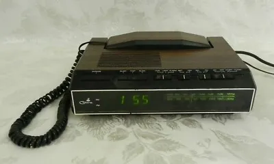 $16.99 • Buy Vtg 1983 COBRA Telephone Alarm Clock Radio Phone Faux Wood Walnut RP-715S PARTS