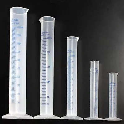 10/25/50/100/250ML Plastic Graduated Tube Measuring Cylinder Laboratory Test • £2.99