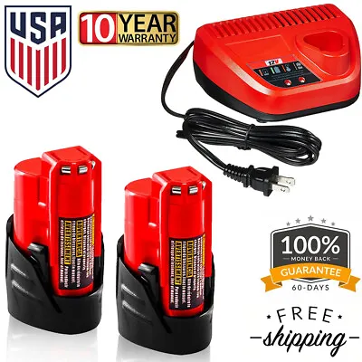 2X For Milwaukee M12 48-11-2460 LITHIUM ION XC Extended Capacity Battery&Charger • $24.95