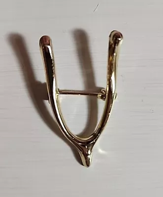 Vintage Gold Tone Wishbone Pin Brooch J2 • $12.99