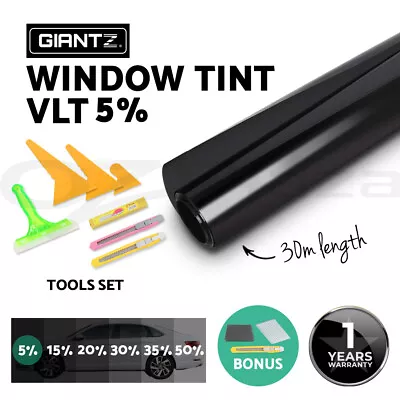 Window Tint Film Black Roll 5% VLT Car Home House 100cm X 30m Tinting Tools Kit • $61.95