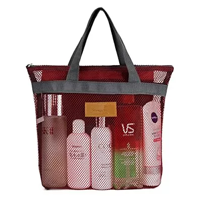 Mesh Shower Caddy Bag Portable Hanging Toiletry And Bath Organizer With Zipper F • $11.39