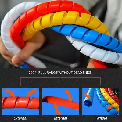 £4.69 • Buy 2M Spiral 8mm Line Cable Wire Cord Wrap Protector Winder Organizer Tool