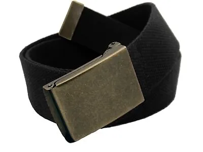 Build A Belt Men's Antique Gold Flip Top 1.25  Buckle With Canvas Web Belt • $9.99