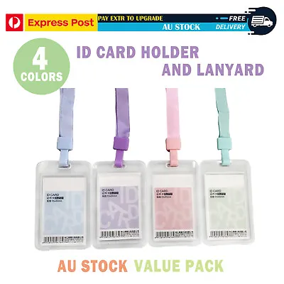 Id Card Holder Retractable Lanyard Badge Business Clear Plastic Work Pouch Pass • $4.48