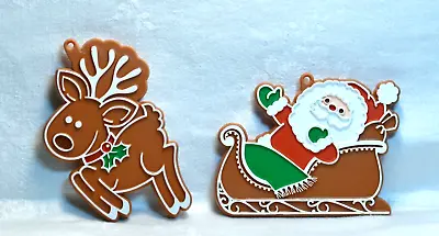 Hallmark Vtg Cookie Cutters - Santa In His Sleigh & Reindeer Deer Christmas Eve • $15.95