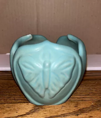 UNUSUAL! Vintage VAN BRIGGLE ART POTTERY Arts Crafts TULIP Vase With BUTTERFLY • $124.99