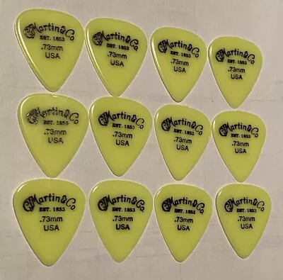 Vintage Guitar Picks - 1980’s Martin & Co. Nylon  Picks - 73mm Lot Of 12 -Yellow • $33.49