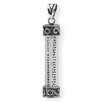925 Sterling Silver Glass MEZUZAH With PRAYER Charm Pendant » L101 • $12.99