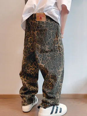 Men's Baggy Oversized Trendy Retro Y2K Leopard Print Designer Pants • $55